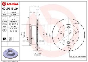 Brembo 09.9618.24 - Brzdový kotúč -