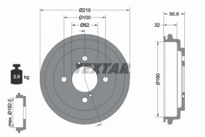 Textar 94049200 - Brzdový bubon -