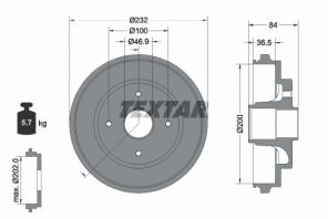 Textar 94049400 - Brzdový bubon -