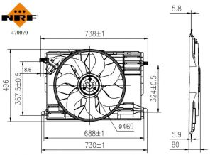 NRF 470070 - Ventilátor motora -