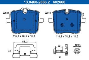 ATE 13.0460-2666.2 - Brzdové platničky -