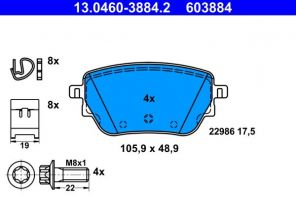 ATE 13.0460-3884.2 - Brzdové platničky -