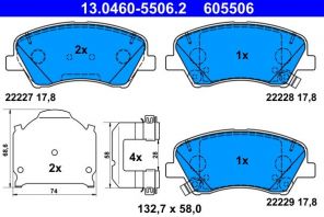 ATE 13.0460-5506.2 - Brzdové platničky -