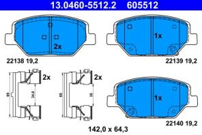 ATE 13.0460-5512.2 - Brzdové platničky -