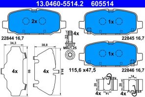 ATE 13.0460-5514.2 - Brzdové platničky -