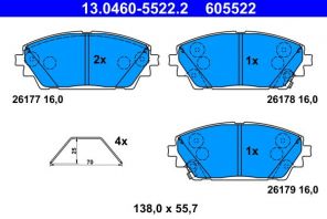 ATE 13.0460-5522.2 - Brzdové platničky -