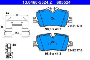 ATE 13.0460-5524.2 - Brzdové platničky -