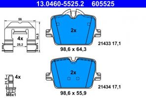 ATE 13.0460-5525.2 - Brzdové platničky -