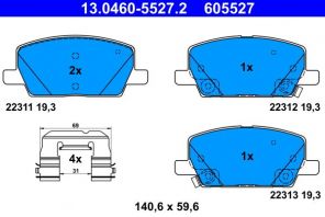 ATE 13.0460-5527.2 - Brzdové platničky -