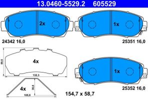 ATE 13.0460-5529.2 - Brzdové platničky -