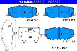 ATE 13.0460-5532.2 - Brzdové platničky -
