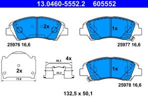 ATE 13.0460-5552.2 - Brzdové platničky -