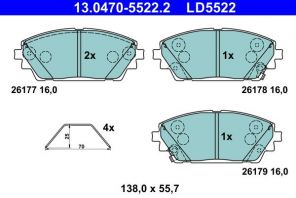 ATE 13.0470-5522.2 - Brzdové platničky -