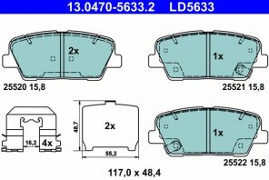 ATE 13.0470-5633.2 - Brzdové platničky -
