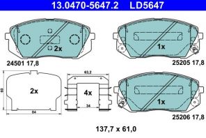 ATE 13.0470-5647.2 - Brzdové platničky -