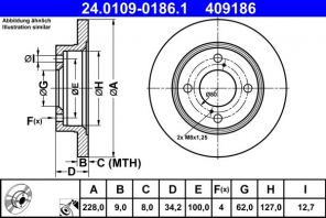 ATE 24.0109-0186.1 - Brzdový kotúč -