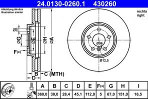 ATE 24.0130-0260.1 - Brzdový kotúč -