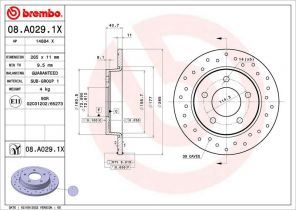 Brembo 08.A029.1X - Brzdový kotúč -