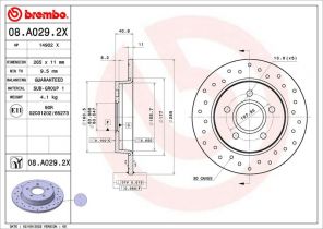 Brembo 08.A029.2X - Brzdový kotúč -