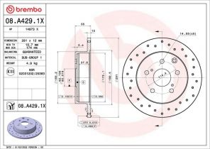 Brembo 08.A429.1X - Brzdový kotúč -