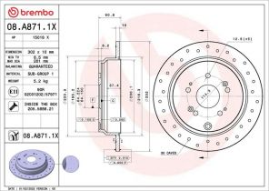Brembo 08.A871.1X - Brzdový kotúč -