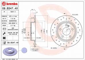 Brembo 08.B347.4X - Brzdový kotúč -