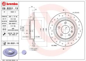 Brembo 08.B351.1X - Brzdový kotúč -