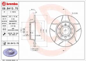 Brembo 08.B413.75 - Brzdový kotúč -