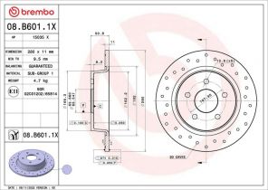 Brembo 08.B601.1X - Brzdový kotúč -