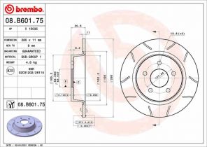 Brembo 08.B601.75 - Brzdový kotúč -