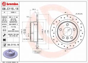 Brembo 08.C115.1X - Brzdový kotúč -
