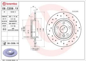 Brembo 08.C208.1X - Brzdový kotúč -