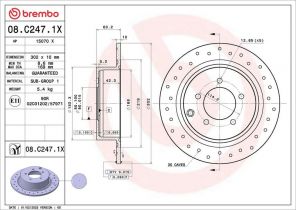 Brembo 08.C247.1X - Brzdový kotúč -