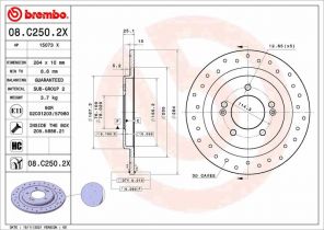 Brembo 08.C250.2X - Brzdový kotúč -