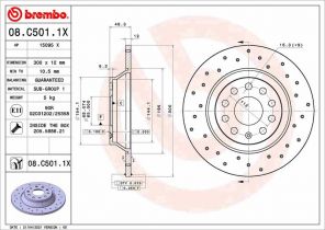 Brembo 08.C501.1X - Brzdový kotúč -