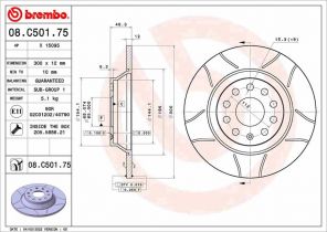 Brembo 08.C501.75 - Brzdový kotúč -