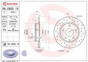 Brembo 08.C653.1X - Brzdový kotúč -