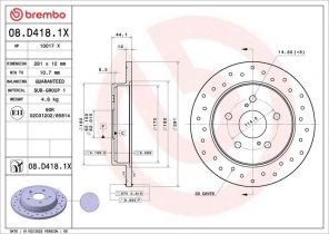 Brembo 08.D418.1X - Brzdový kotúč -
