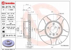 Brembo 09.9172.75 - Brzdový kotúč -