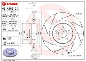 Brembo 09.A183.21 - Brzdový kotúč