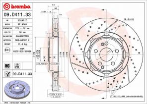 Brembo 09.D411.33 - Brzdový kotúč