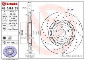 Brembo 09.D482.33 - Brzdový kotúč