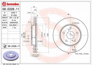 Brembo 09.E229.11 - Brzdový kotúč