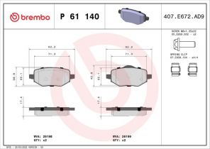 Brembo P 61 140 - Brzdové platničky -
