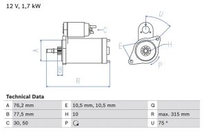 Bosch 0 986 016 250 - Štartér