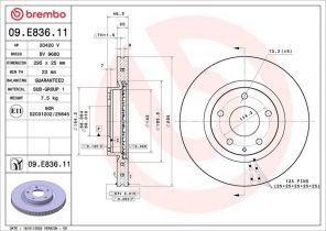 Brembo 09.E836.11 - Brzdový kotúč