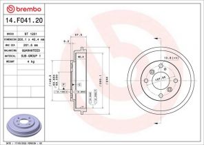 Brembo 14.F041.20 - Brzdový bubon -