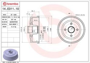 Brembo 14.E311.10 - Brzdový bubon -