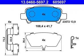 ATE 13.0460-5697.2 - Brzdové platničky -