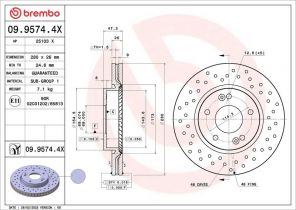 Brembo 09.9574.4X - Brzdový kotúč -